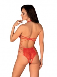 Obsessive - Rediosa Crotchless Teddy - Red - S/M photo