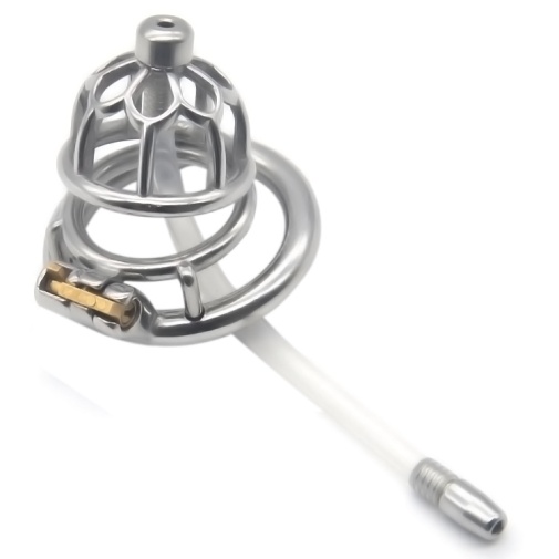 FAAK - Chastity Cage 01 w Belt & Catheter 45mm - Silver photo