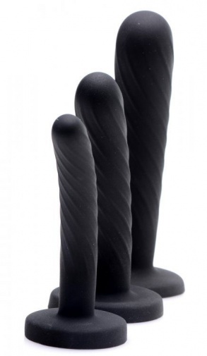 Strap U - 穿戴式束带连矽胶假阳具三个装 - 黑色 照片