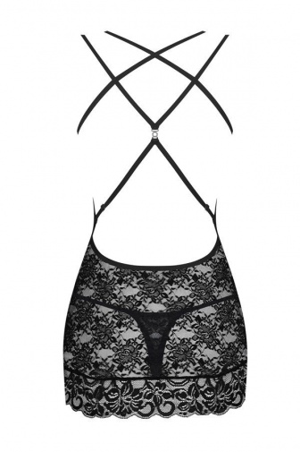 Obsessive - 860-CHE-1 衬裙和丁字裤 - 黑色 - L/XL 照片