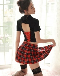 SB - School Girl Costume - Black/Red photo