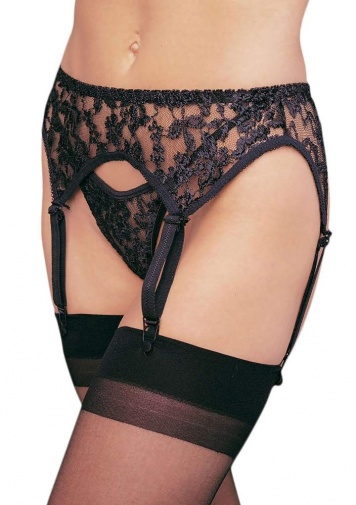 Leg Avenue - Lace Garter Belt with Thong - Black photo