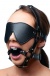 Strict - 皮革製眼罩連口球 - 黑色 照片-2