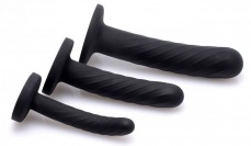 Strap U - 穿戴式束帶連矽膠假陽具三個裝 - 黑色 照片