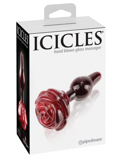 Icicles - 玻璃玫瑰款後庭按摩器76號 - 紅色 照片