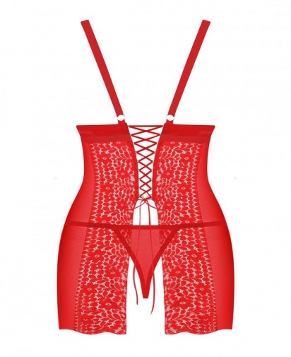 Obsessive - Blossmina 连身裙和丁字裤 - 红色 - 4XL/5XL 照片