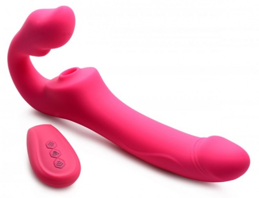 Strap U - Mighty Licker 免束帶穿戴式遙控震動雙頭假陽具 - 粉紅色 照片