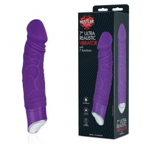Hustler - 7″ Ultra Realistic Vibrator With 7 Functions - Purple photo