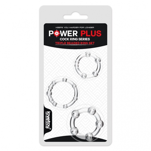 Lovetoy - Power Plus Triple Beaded Ring Set - Clear photo