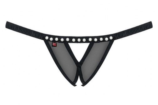 Obsessive - 812-THC-1 Crotchless Thong - Black - S/M photo