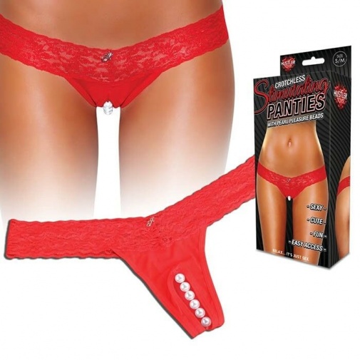 Hustler - Clitoral Stimulating Thong With Beads - Red - ML photo