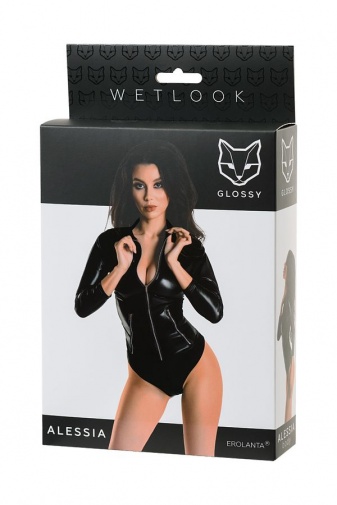 Glossy - Alessia Wetlook Bodysuit - Black - M photo