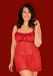 Obsessive - Blossmina 连身裙和丁字裤 - 红色 - 4XL/5XL 照片-5