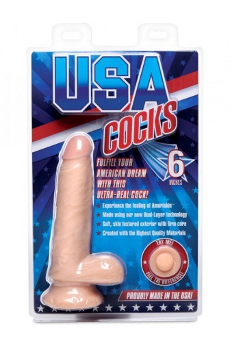 USA Cocks - 6″ 雙層像真質感假陽具 - 肉色 照片