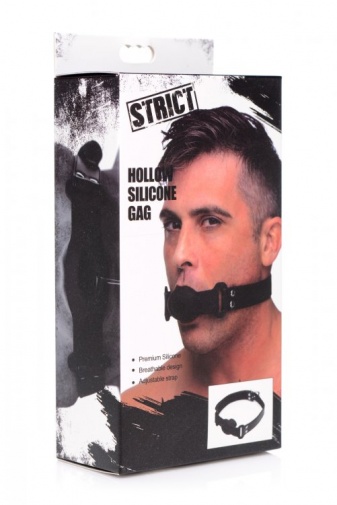 Strict - Hollow Silicone Gag - Black photo