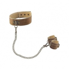 Shots - Collar With Handcuffs - Brown photo