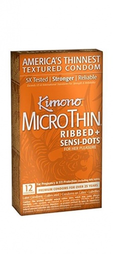 Kimono - Microthin Ribbed + Sensi-Dots 12 Pack photo