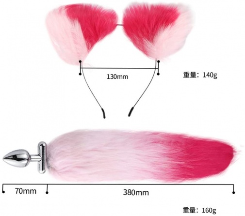 MT- 貓耳及螺絲組裝貓尾後庭塞 - 漸層粉紅 照片