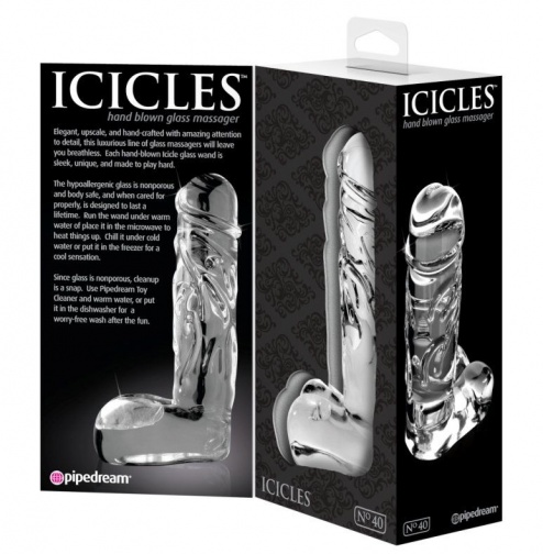 Icicles - 玻璃仿真陽具按摩棒40號 - 透明 照片
